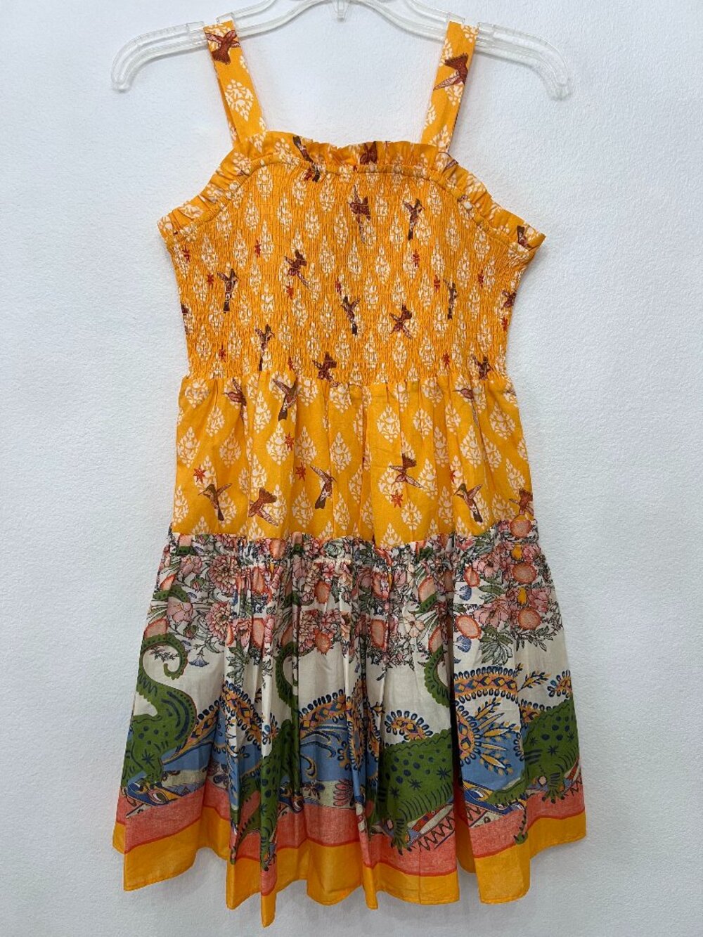 A Loves A Little Girls' Square Neck Sleeveless Smocked Floral Dress Size XL